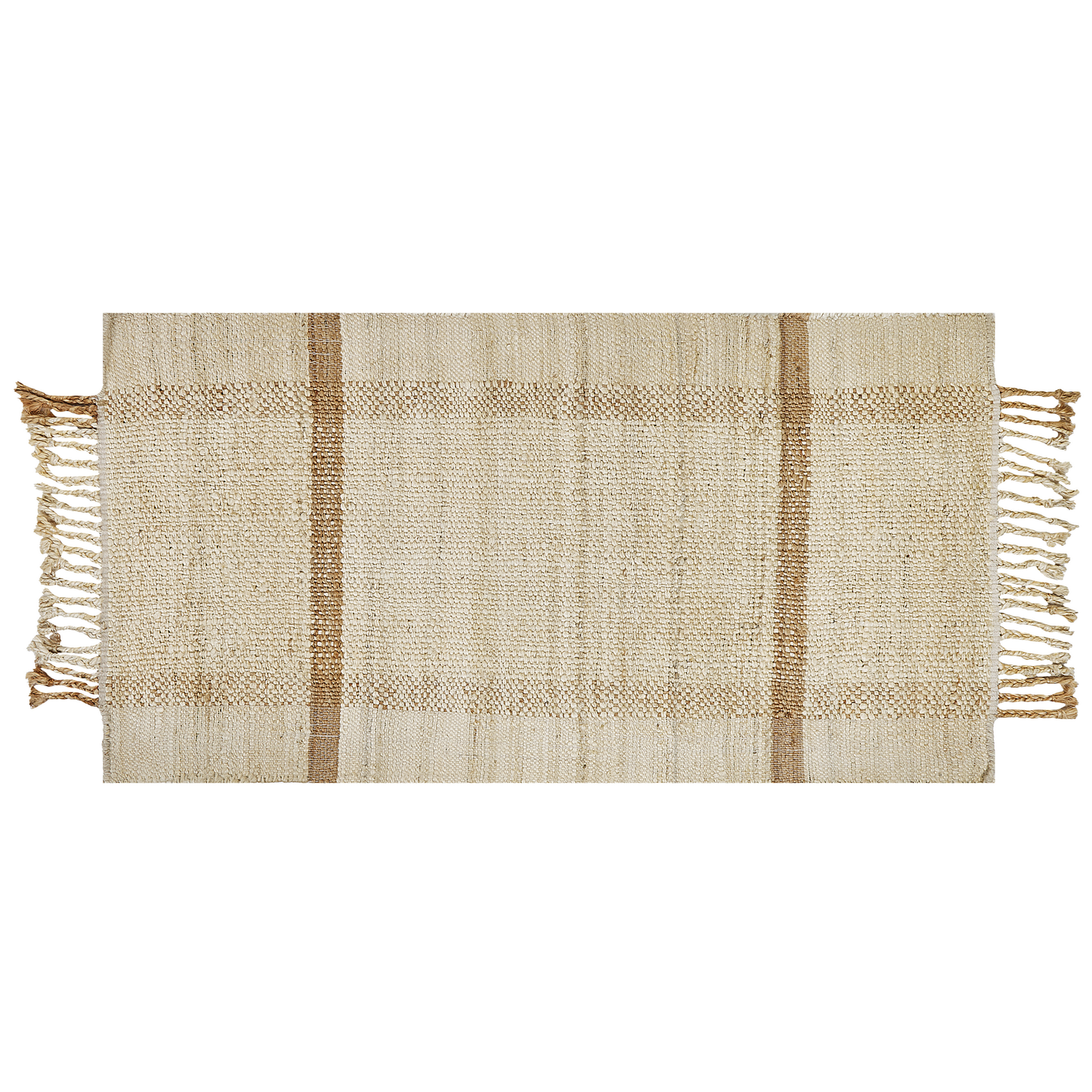 Teppich Jute sandbeige 80 x 150 cm geometrisches Muster Kurzflor YELMEZ