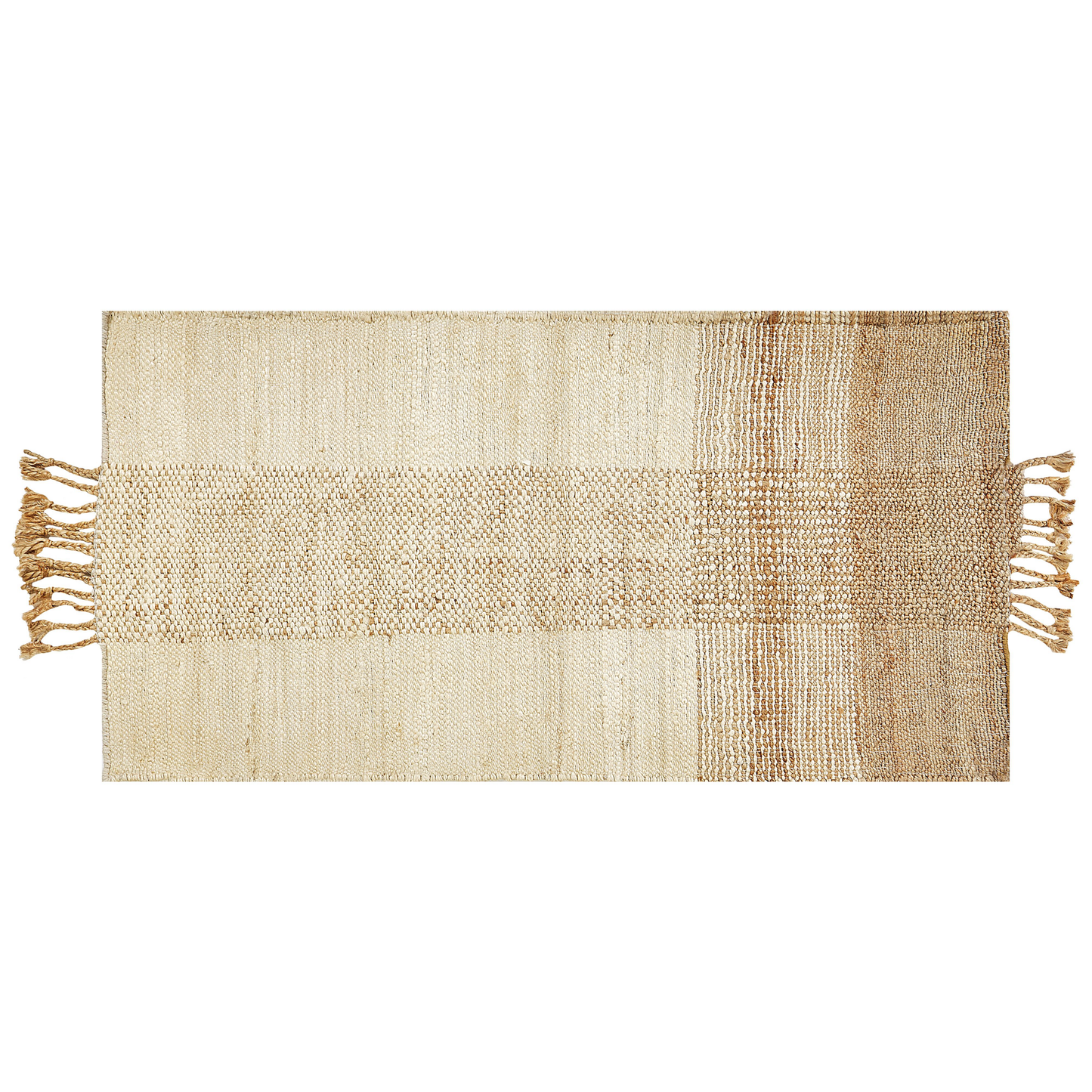 Teppich Jute sandbeige 80 x 150 cm geometrisches Muster Kurzflor HAMZALAR