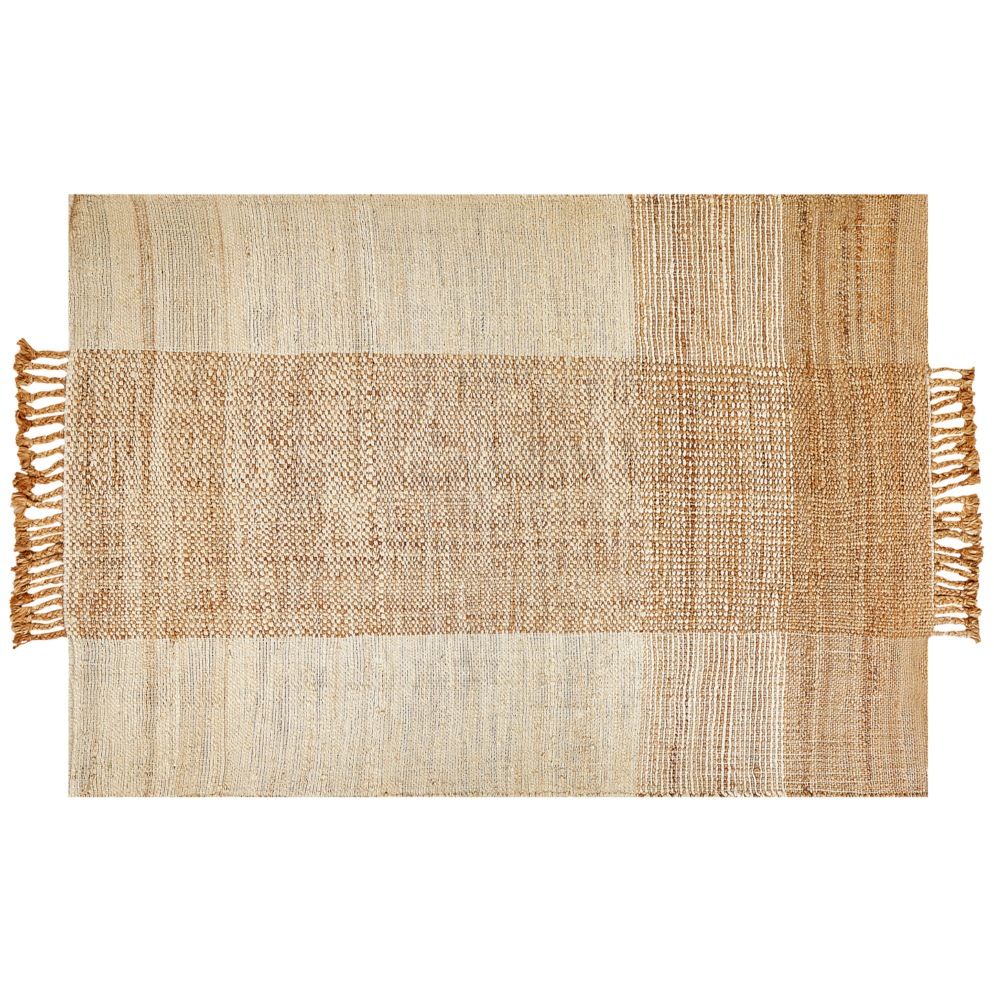 Teppich Jute sandbeige 160 x 230 cm geometrisches Muster Kurzflor HAMZALAR