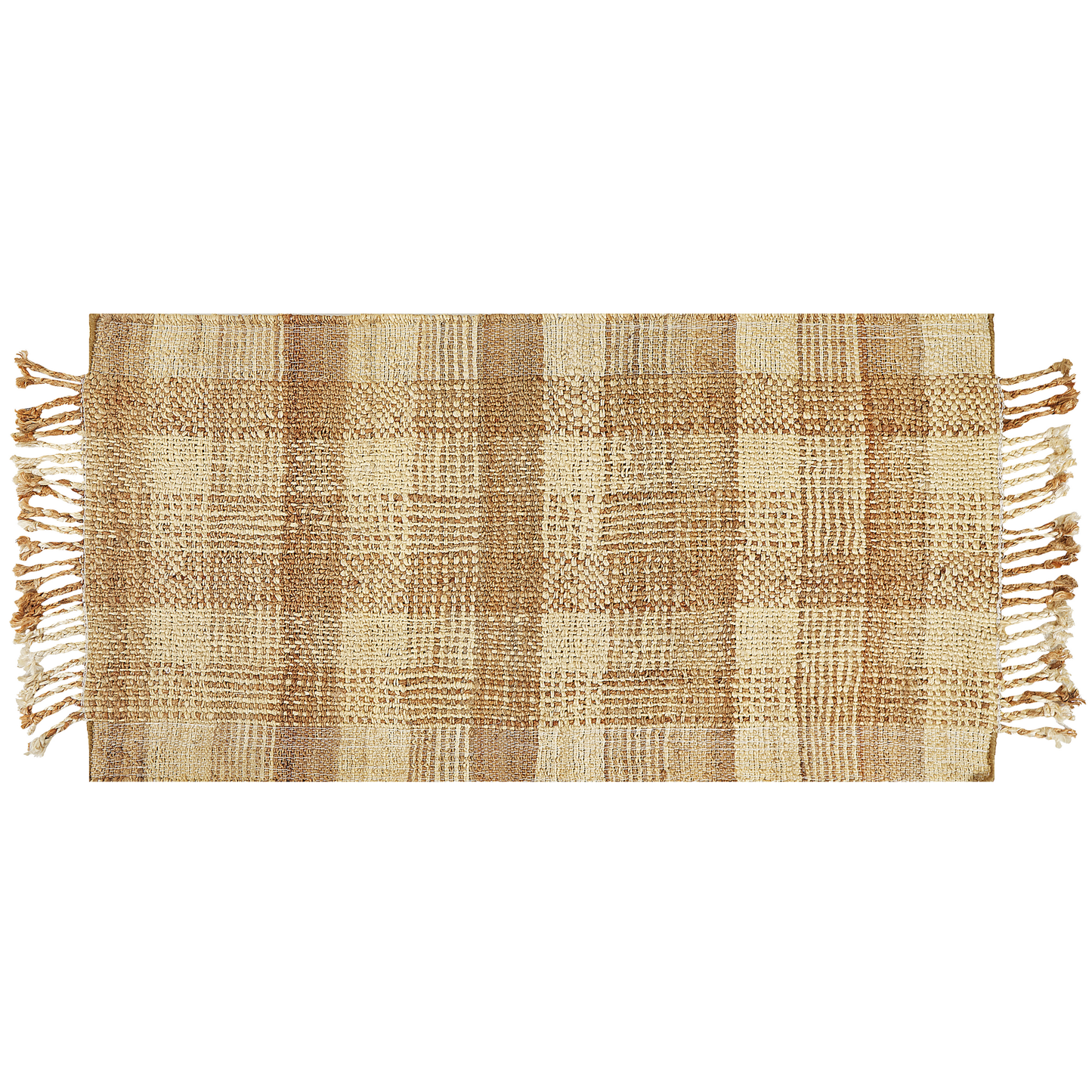 Teppich Jute sandbeige 80 x 150 cm geometrisches Muster Kurzflor BERISSA