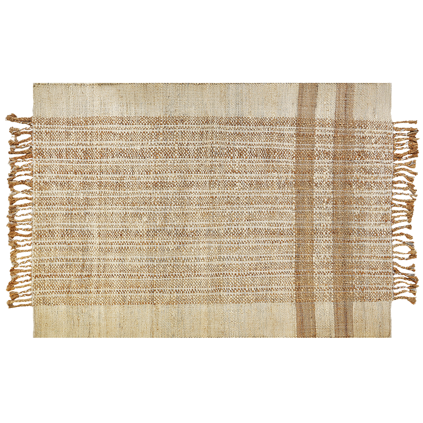 Teppich Jute sandbeige 160 x 230 cm geometrisches Muster Kurzflor ORTAOBA