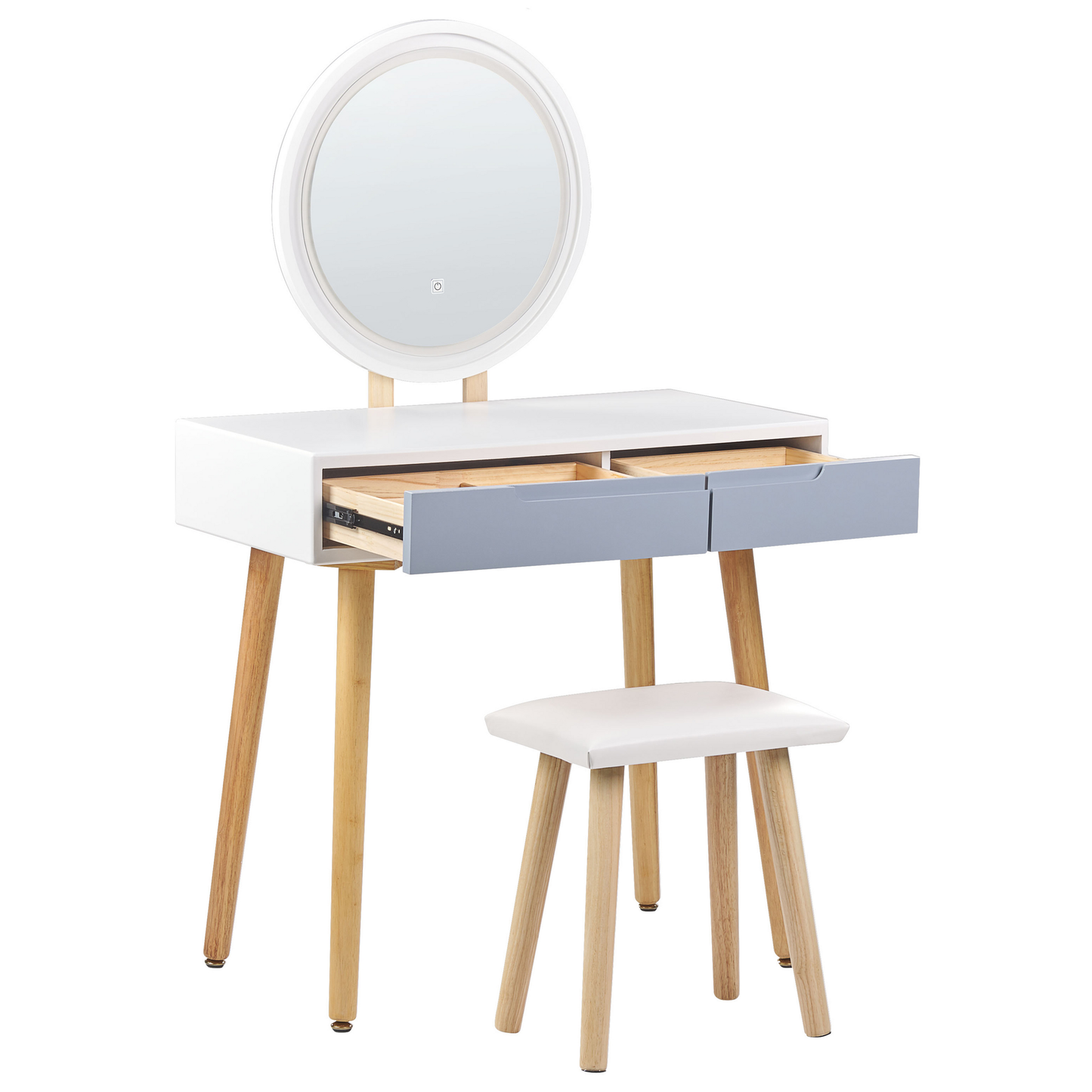 Schminktisch mit Spiegel und Hocker JOSSELIN LED Weiss