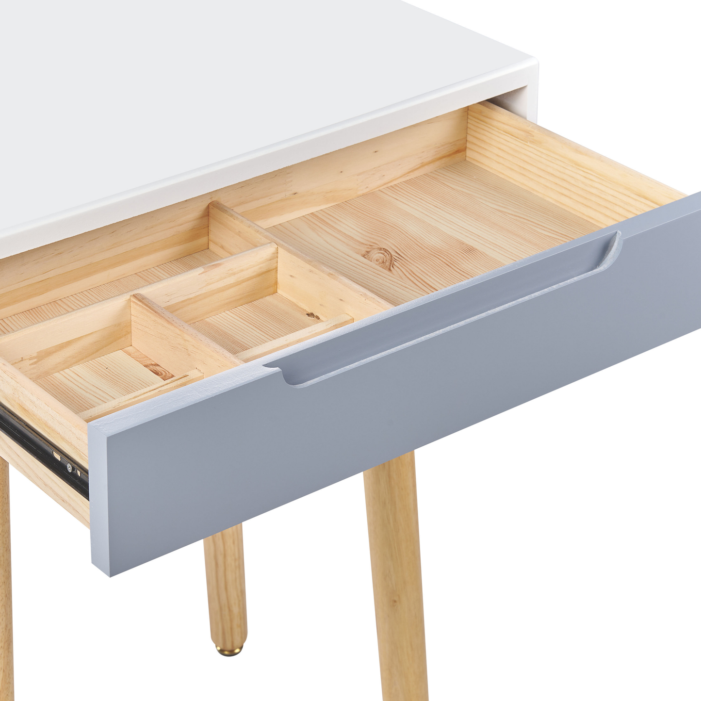 Schminktisch mit 1 Schublade, LED-Spiegel und Hocker weiss/grau VESOUL