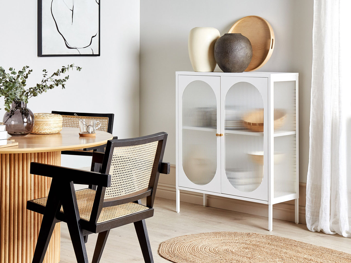Vitrine mit Glastüren SARRE Metall 90 cm Weiss