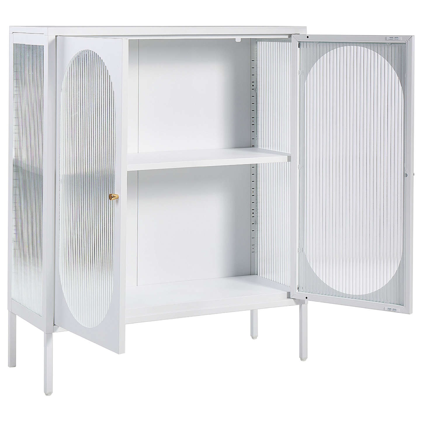 Vitrine mit Glastüren SARRE Metall 90 cm Weiss