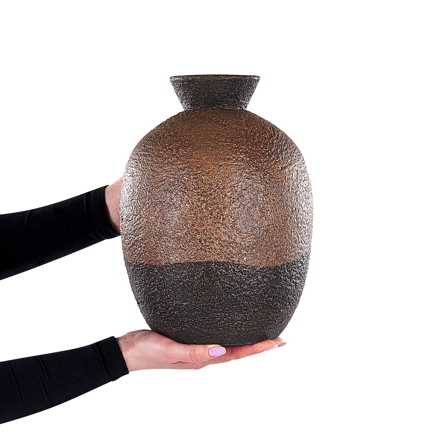 Terrakotta Dekovase 30 cm Braun Schwarz AULIDA