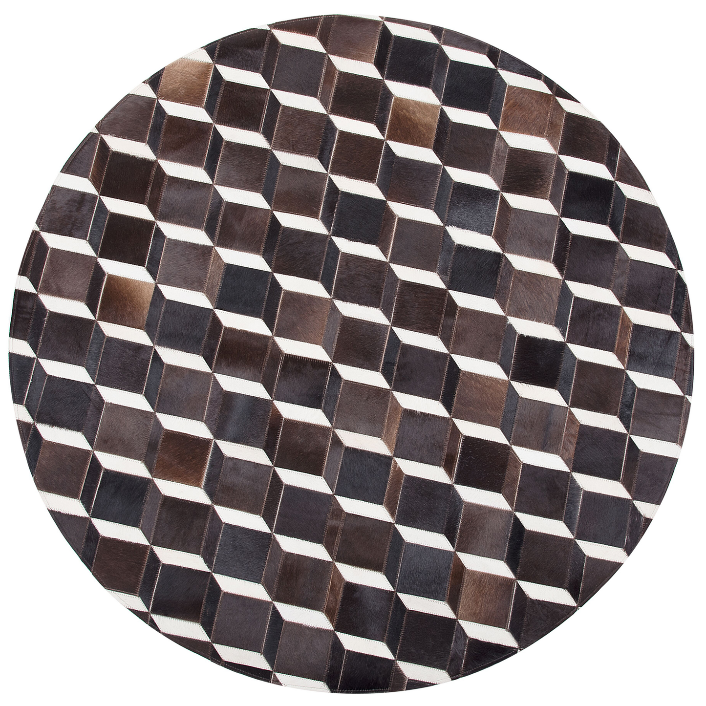 Teppich Kuhfell braun ⌀ 140 cm Patchwork Kurzflor ALPKOY