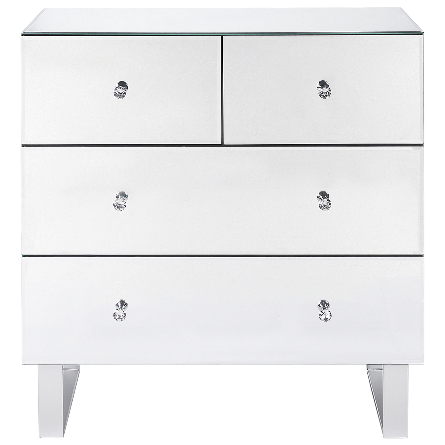 Kommode mit 5 Schubladen NESLE 80 cm Spiegeleffekt Silber