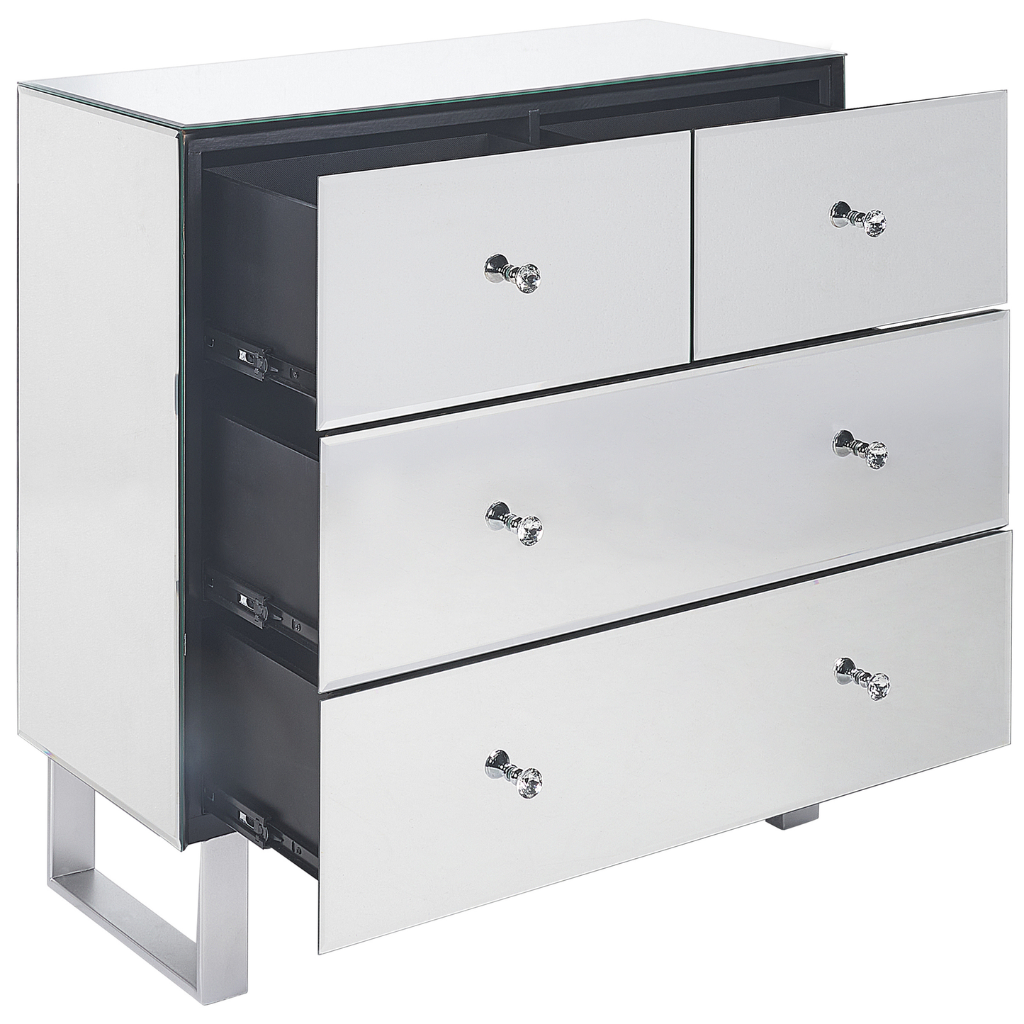 Kommode mit 5 Schubladen NESLE 80 cm Spiegeleffekt Silber