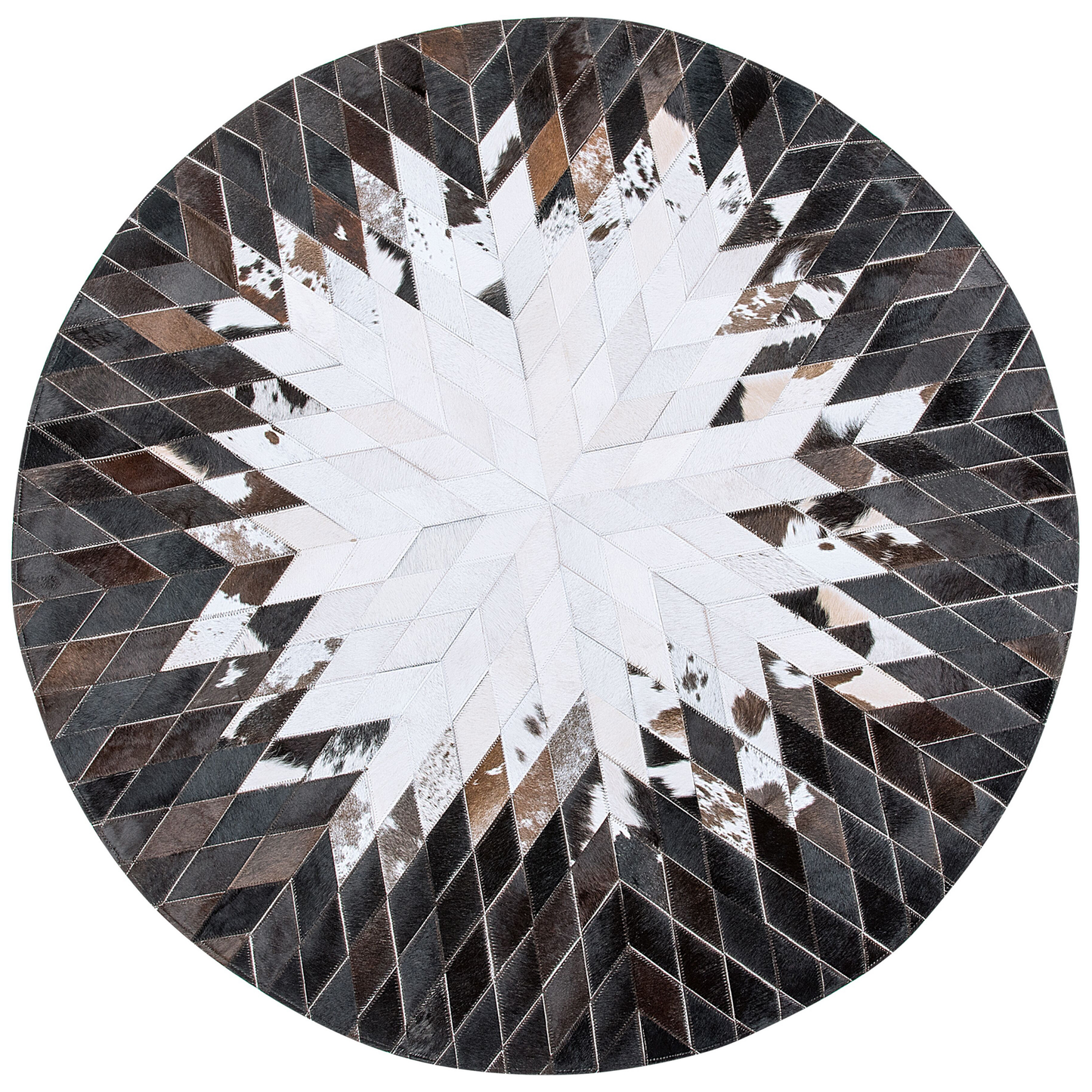 Teppich Kuhfell schwarz / weiss ⌀ 140 cm Patchwork Kurzflor KELES