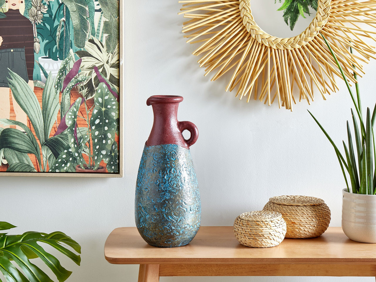 Dekovase VELIA Keramik 40 cm Blau