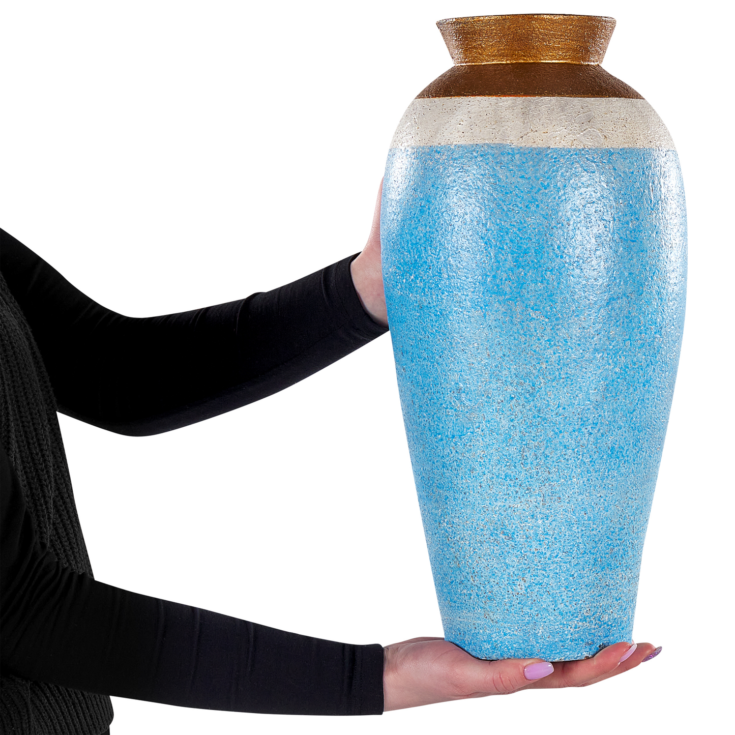 Dekovase PLATEJE Keramik 42 cm Blau
