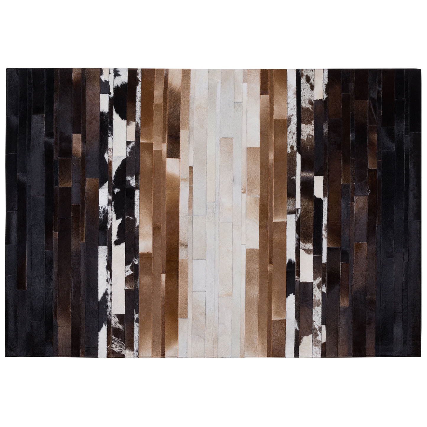 Teppich Kuhfell schwarz-beige 160 x 230 cm Patchwork Kurzflor DALYAN