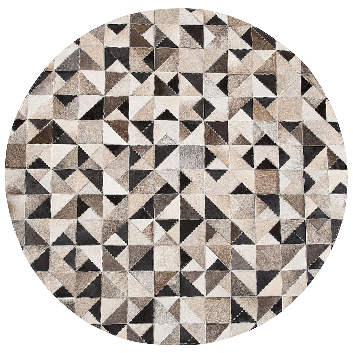 Teppich Kuhfell grau / beige ⌀ 140 cm Patchwork Kurzflor KIRKLAR