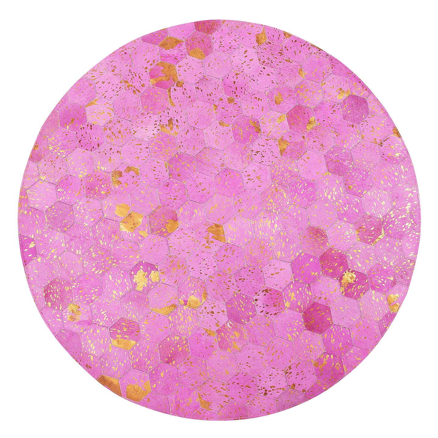 Teppich Kuhfell rosa ⌀ 140 cm Patchwork Kurzflor ZEYTIN