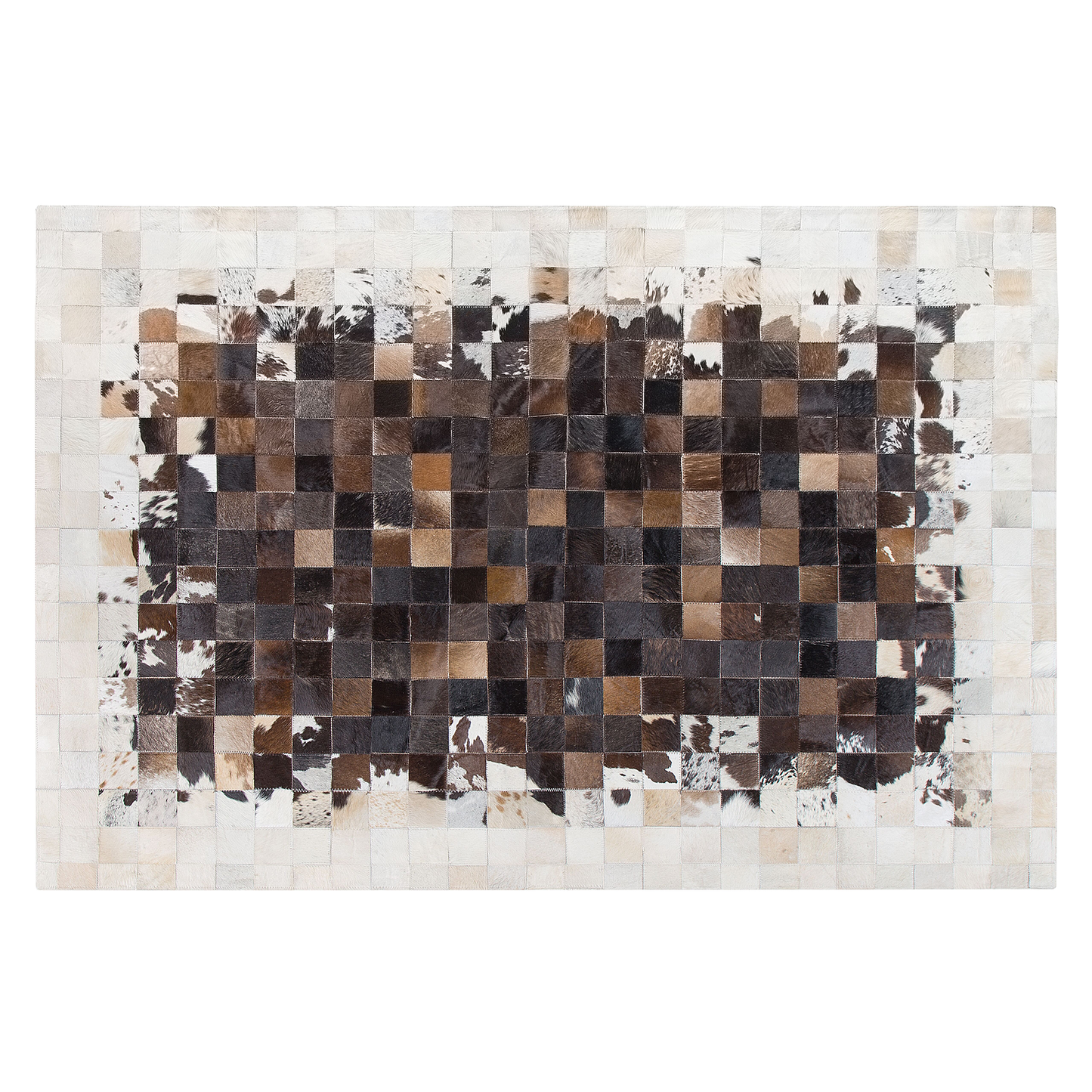 Teppich Kuhfell braun / beige 140 x 200 cm Patchwork Kurzflor OKCULU