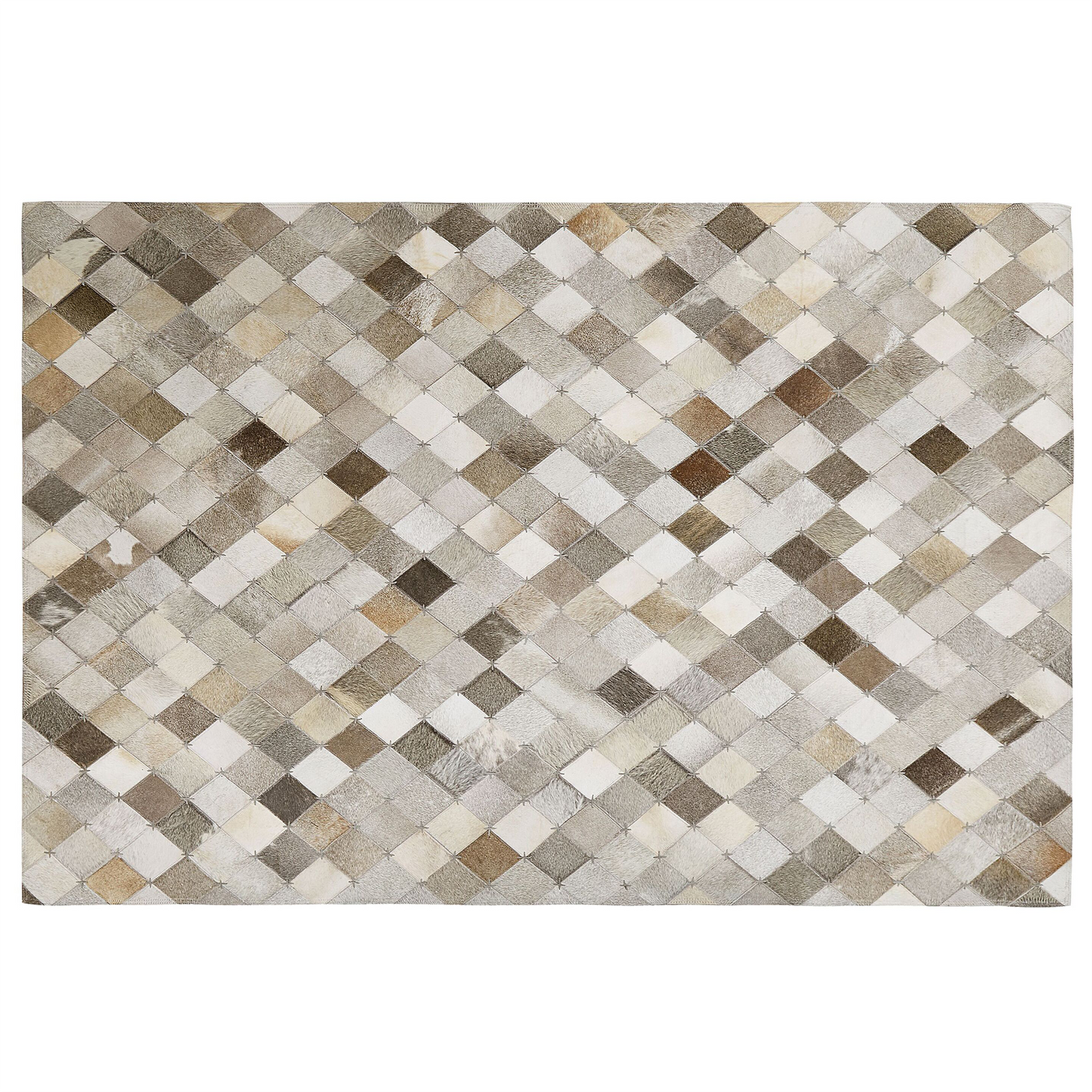 Teppich Kuhfell grau / braun 140 x 200 cm kariertes Muster Kurzflor BANAZ