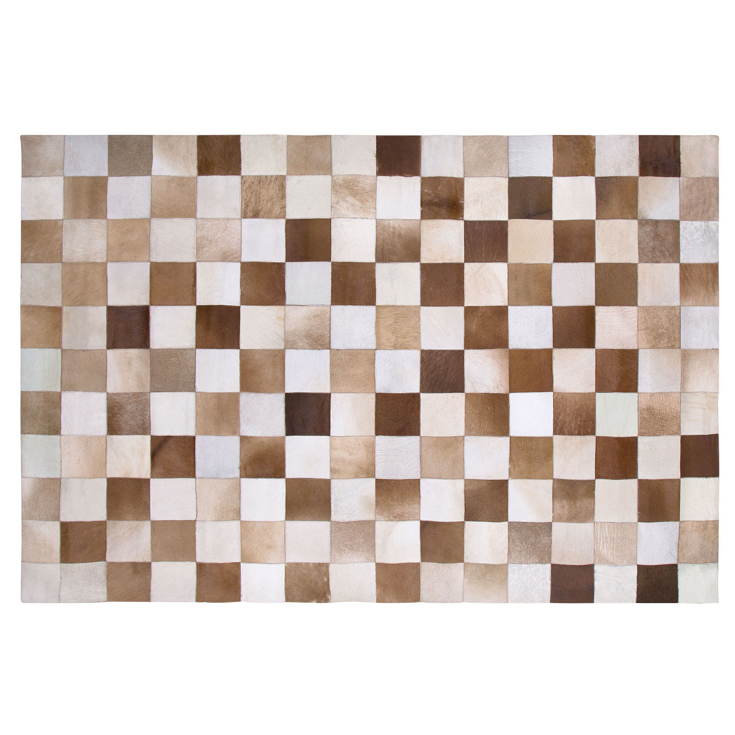 Teppich Kuhfell braun / beige 140 x 200 cm Patchwork Kurzflor SOLMAZ