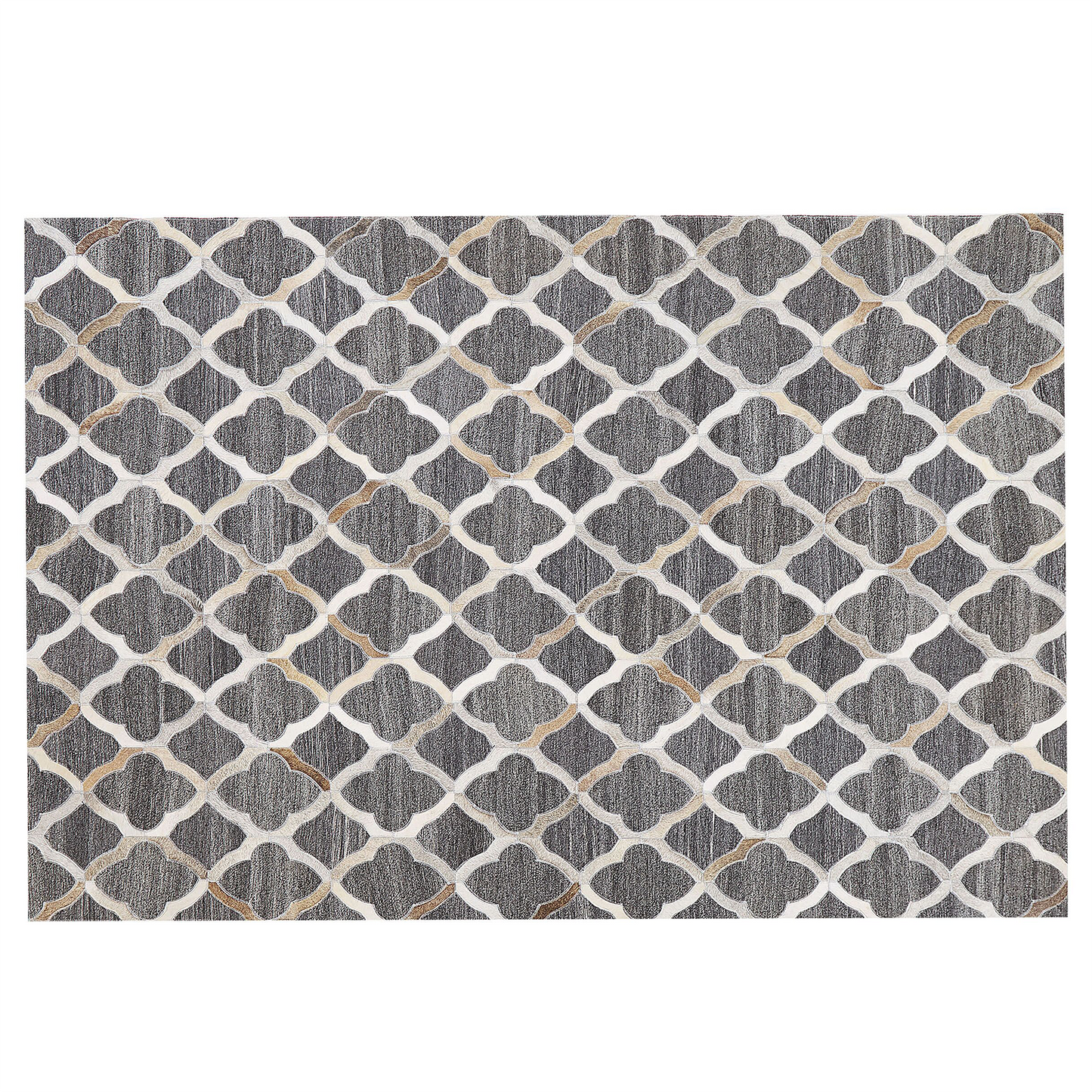 Teppich Kuhfell grau / beige 140 x 200 cm Patchwork Kurzflor ROLUNAY