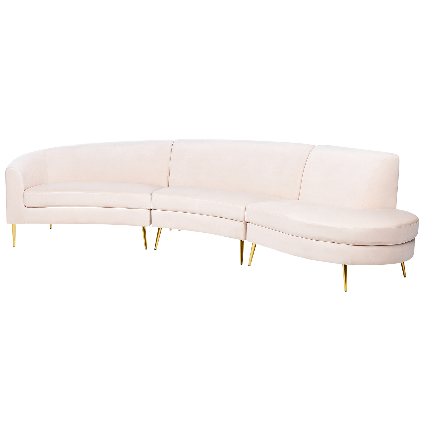 Sofa Samtstoff hellbeige geschwungene Form 4-Sitzer MOSS
