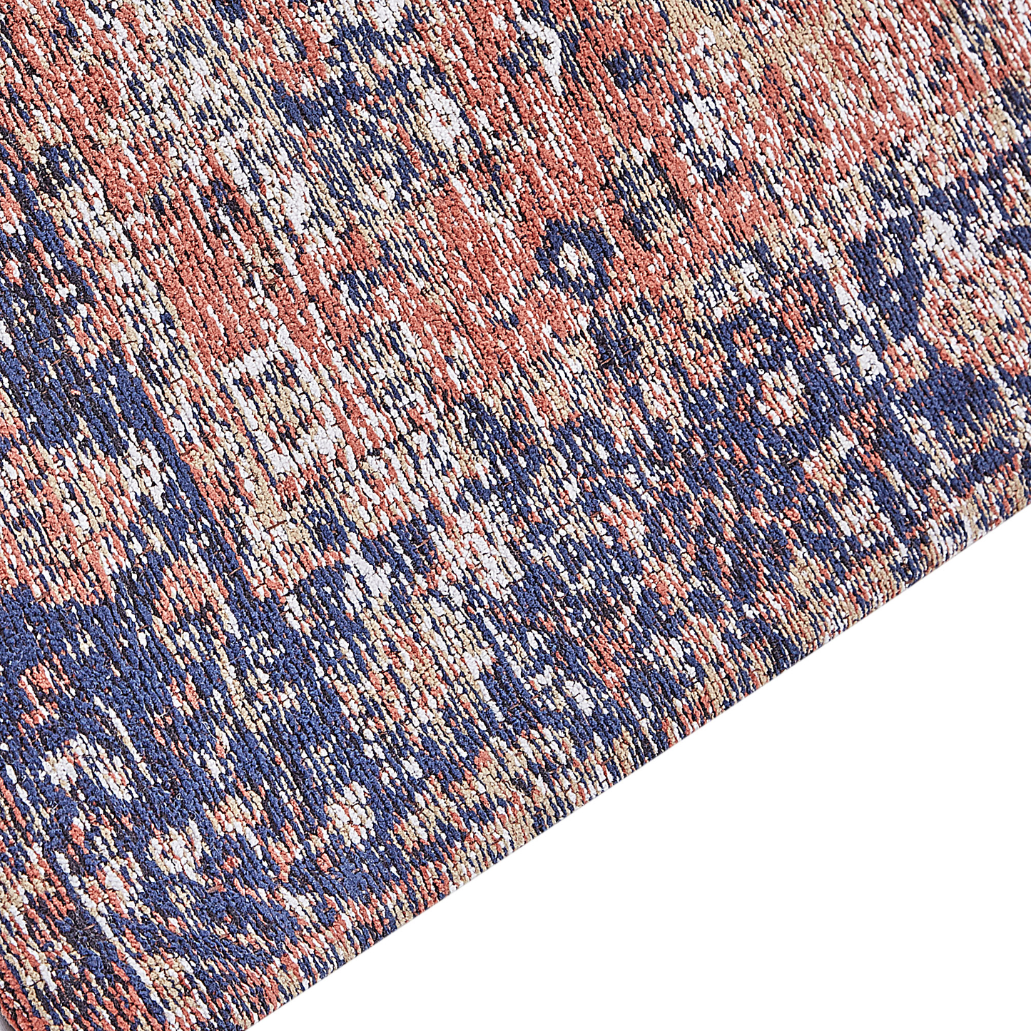 Teppich Baumwolle blau / rot 80 x 300 cm orientalisches Muster Kurzflor KURIN