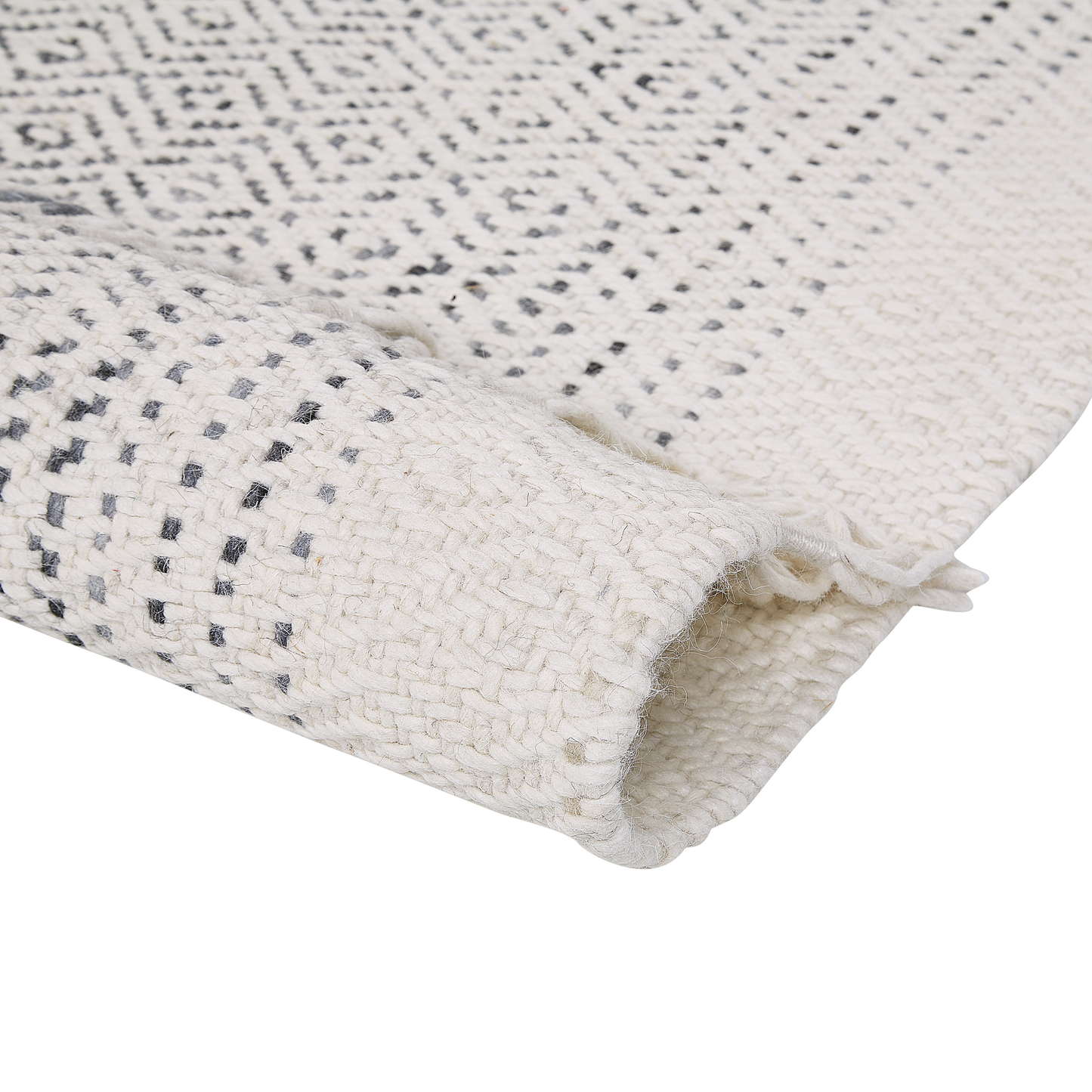 Teppich Wolle weiss / grau 140 x 200 cm Kurzflor OMERLI