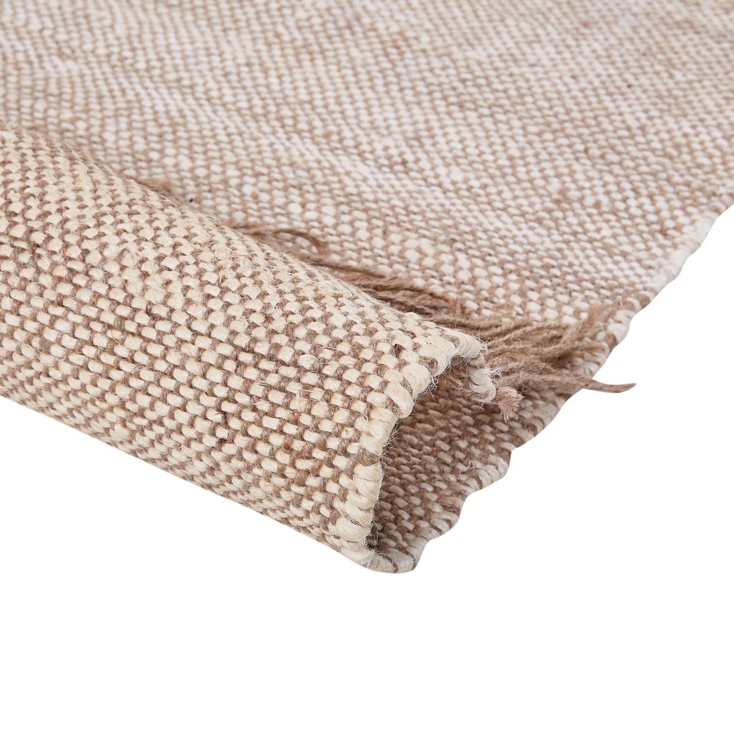 Teppich Jute braun 80 x 150 cm geometrisches Muster Kurzflor SAMLAR