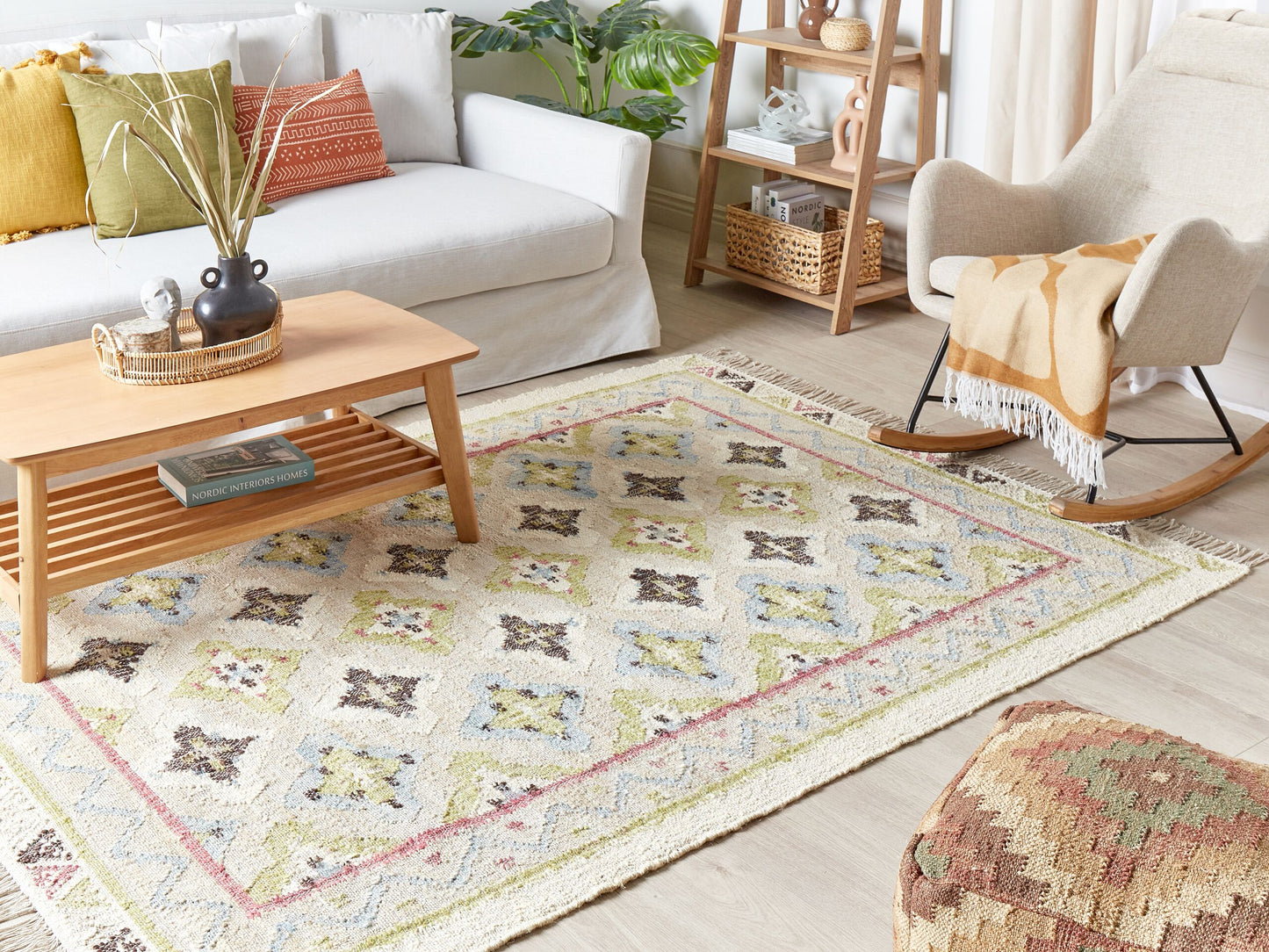 Teppich Jute mehrfarbig 160 x 230 cm orientalisches Muster Kurzflor TERKOS