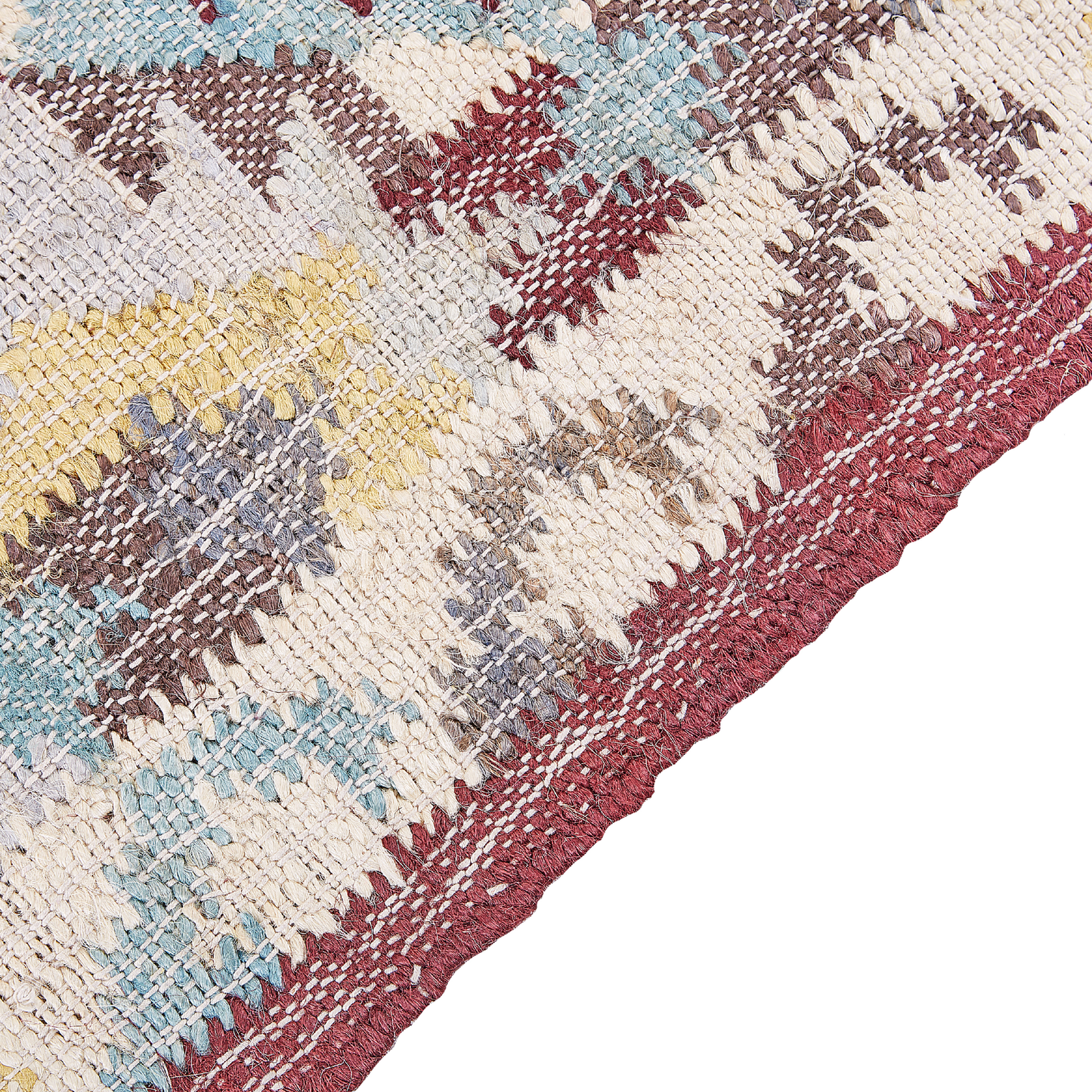 Teppich Jute mehrfarbig 140 x 200 cm geometrisches Muster Kurzflor FENER