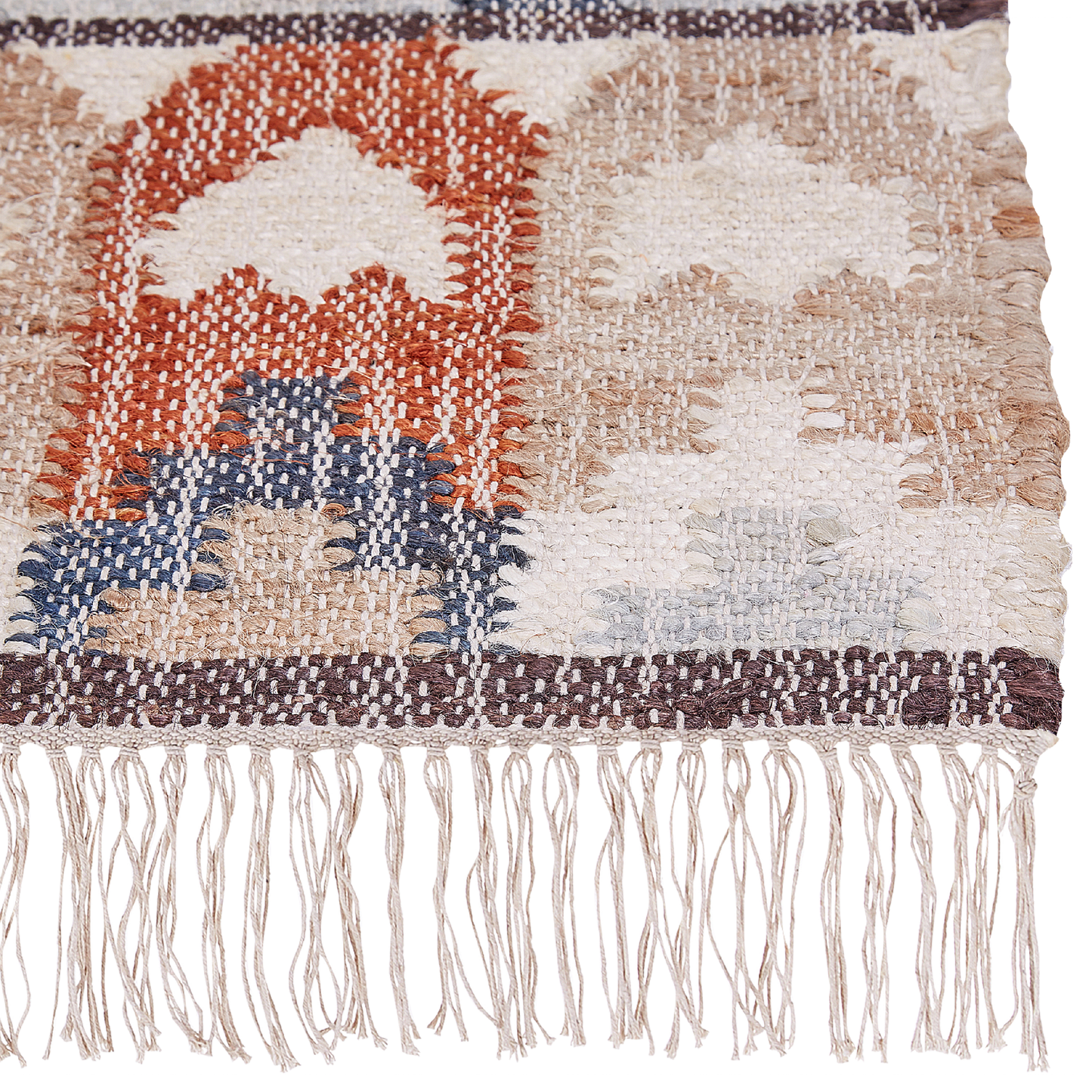 Teppich Jute mehrfarbig 160 x 230 cm geometrisches Muster Kurzflor KALFA
