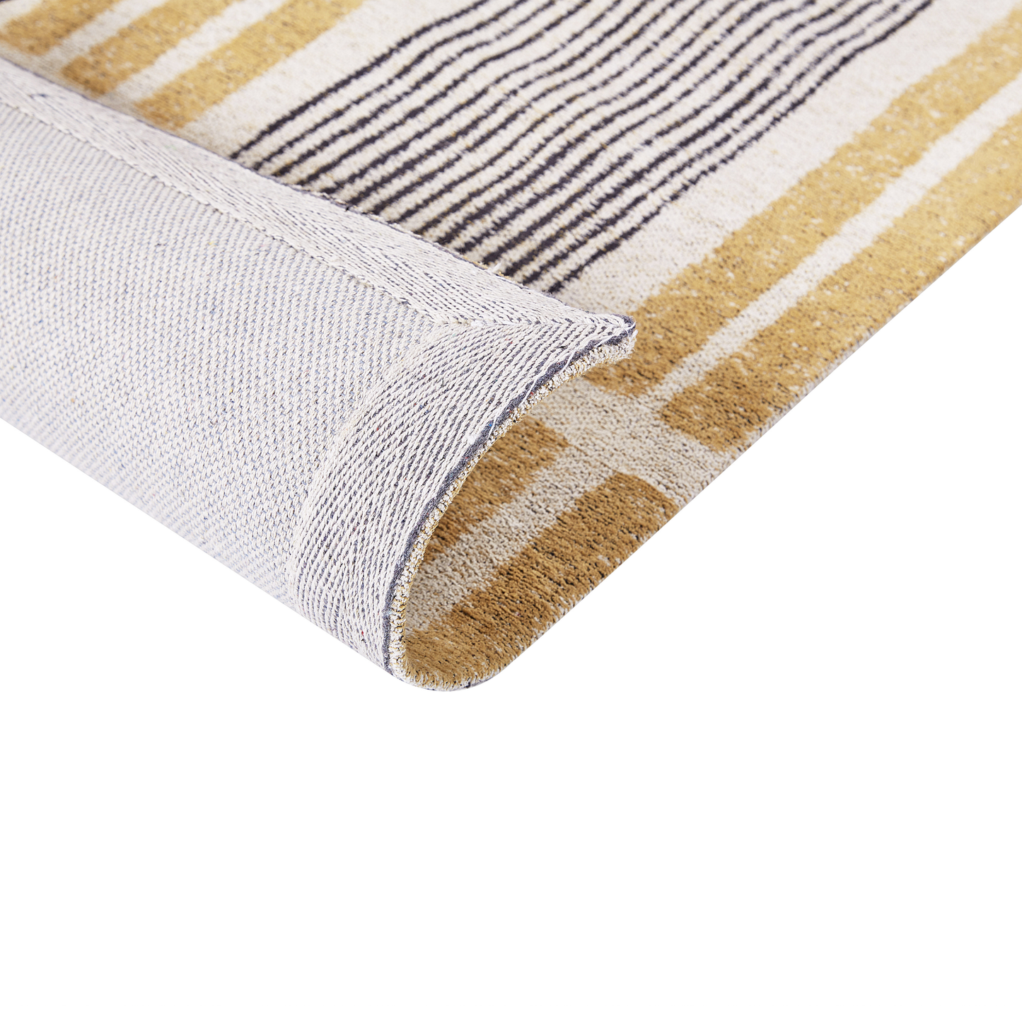 Teppich Baumwolle gelb / schwarz 80 x 150 cm Streifenmuster Kurzflor KATRA