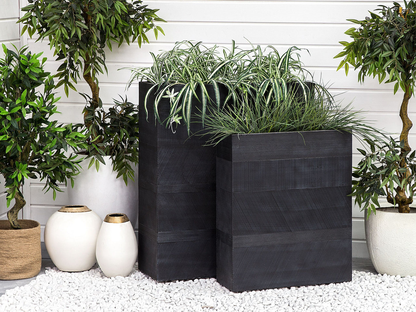 Blumentopf schwarz rechteckig 80 x 30 x 92 cm THIMENA