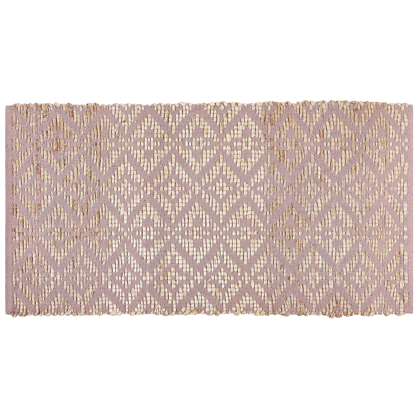 Teppich Baumwolle beige / rosa geometrisches Muster 80 x 150 cm Kurzflor GERZE