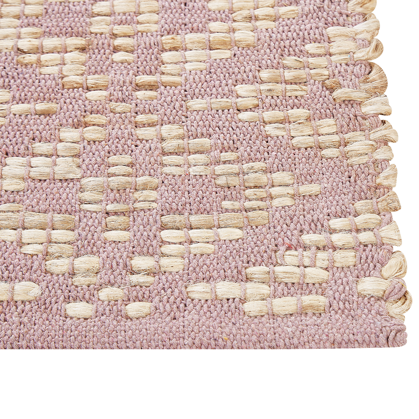 Teppich Baumwolle beige / rosa geometrisches Muster 160 x 230 cm Kurzflor GERZE