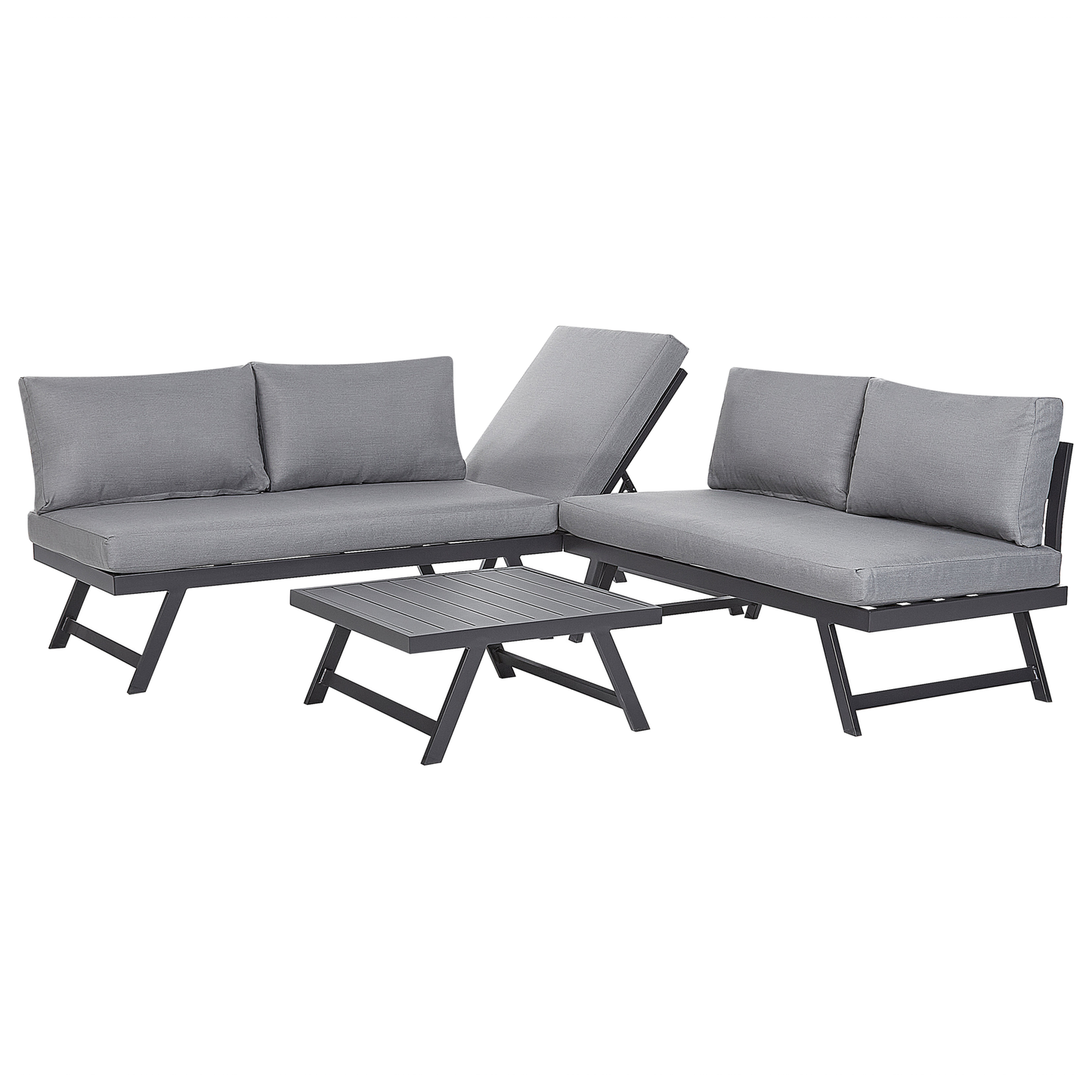 Garten Ecksofa mit Tisch 5-Sitzer COCCORINO Metall Grau