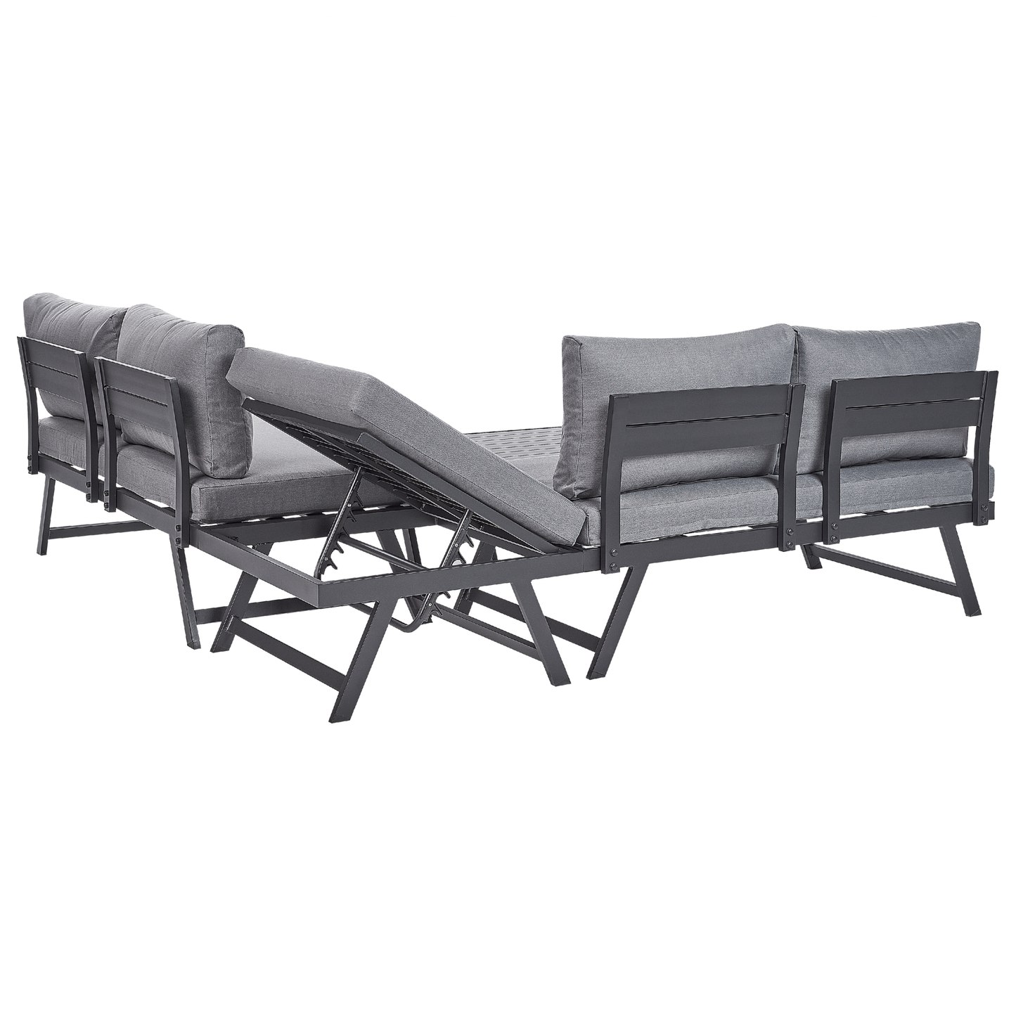 Garten Ecksofa mit Tisch 5-Sitzer COCCORINO Metall Grau