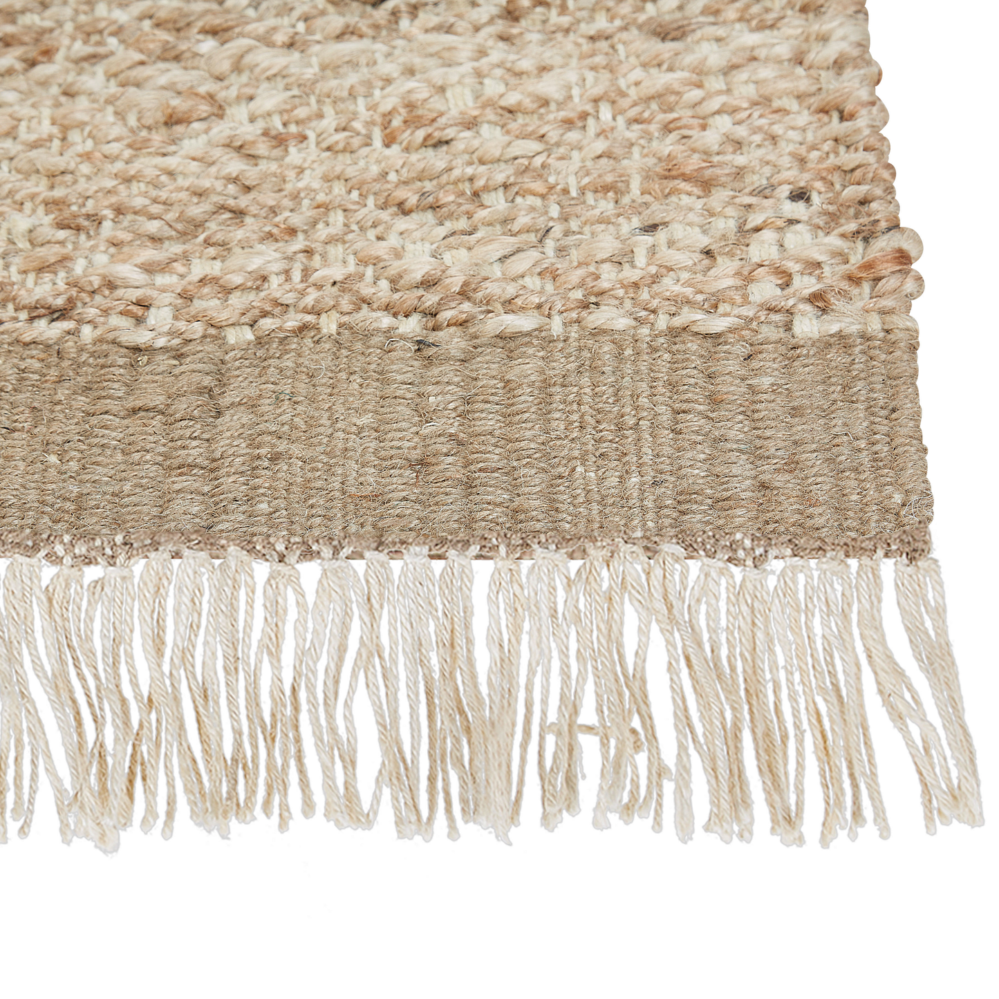 Teppich Jute beige geometrisches Muster 80 x 150 cm Kurzflor ABANA