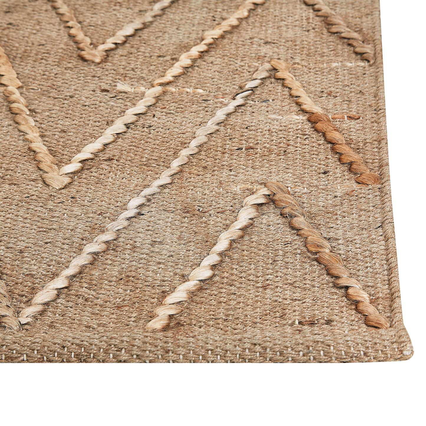Teppich Jute beige geometrisches Muster 80 x 150 cm Kurzflor DADAY