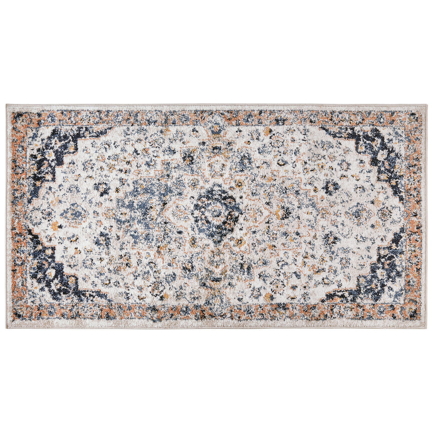 Teppich mehrfarbig 80 x 150 cm orientalisches Muster Kurzflor HERMON