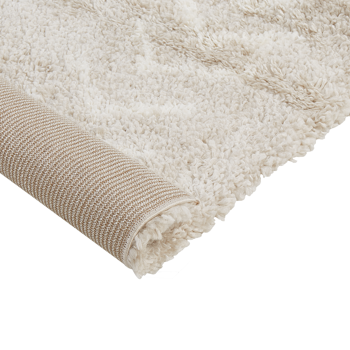 Teppich hellbeige 200 x 300 cm geometrisches Muster Shaggy KAPAN