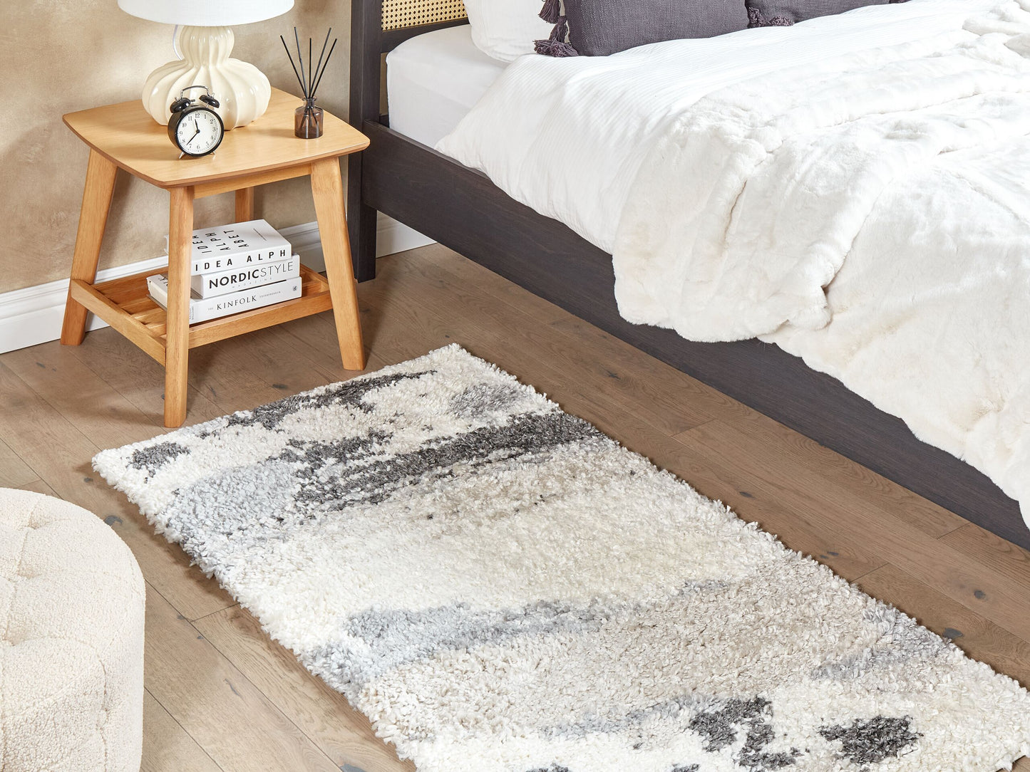 Teppich weiss / grau 80 x 150 cm Shaggy Langflor GORIS