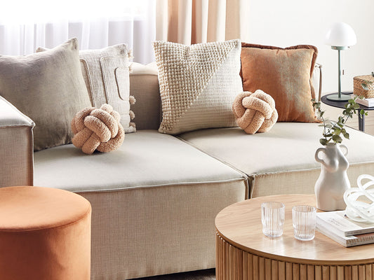 Dekokissen 2er Set MALNI Bouclé 19 x 19 cm Sandbeige Ohne Muster