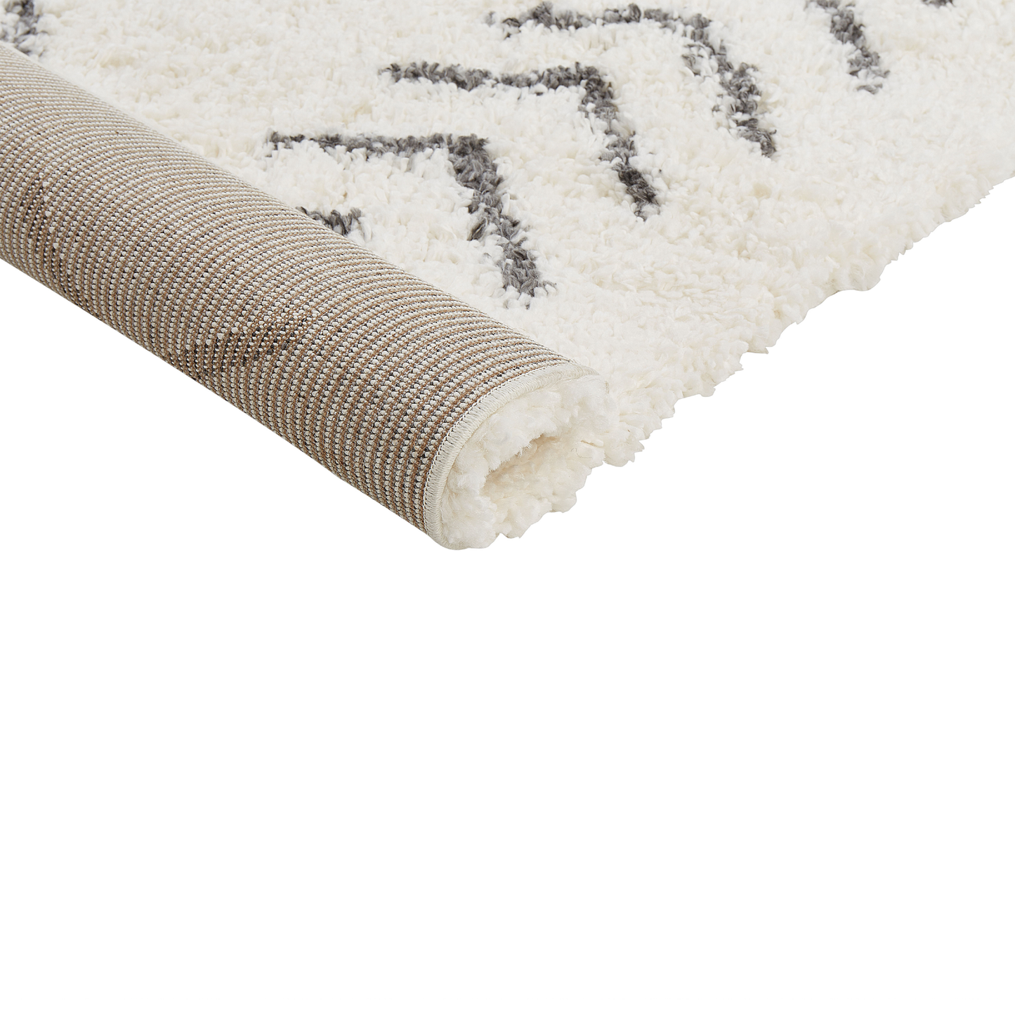 Teppich weiss / grau 160 x 230 cm geometrisches Muster Shaggy AYRUM