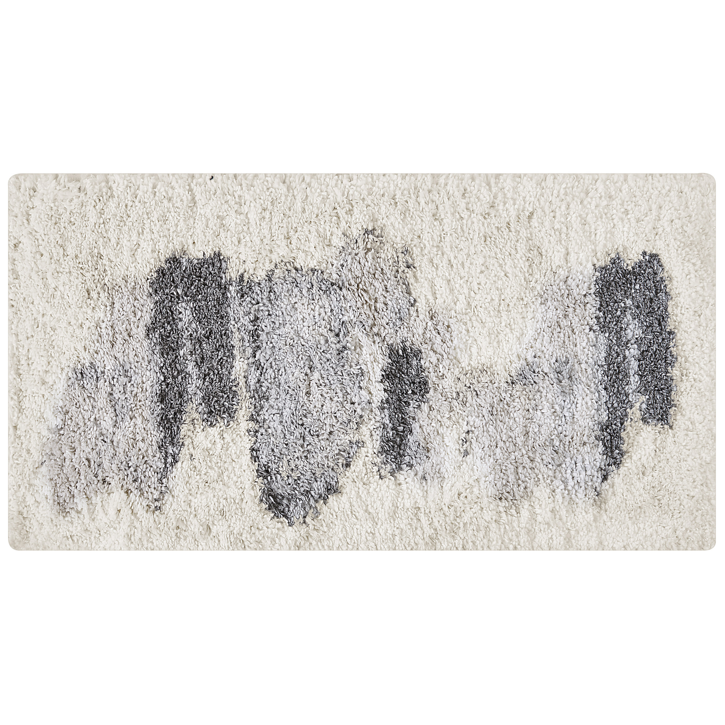 Teppich weiss / grau 80 x 150 cm abstraktes Muster Shaggy MASIS