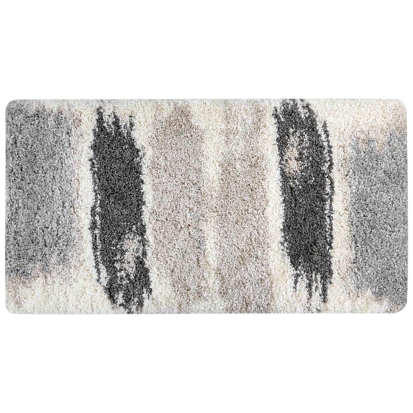 Teppich weiss / grau 80 x 150 cm abstarktes Muster Shaggy MARTUNI