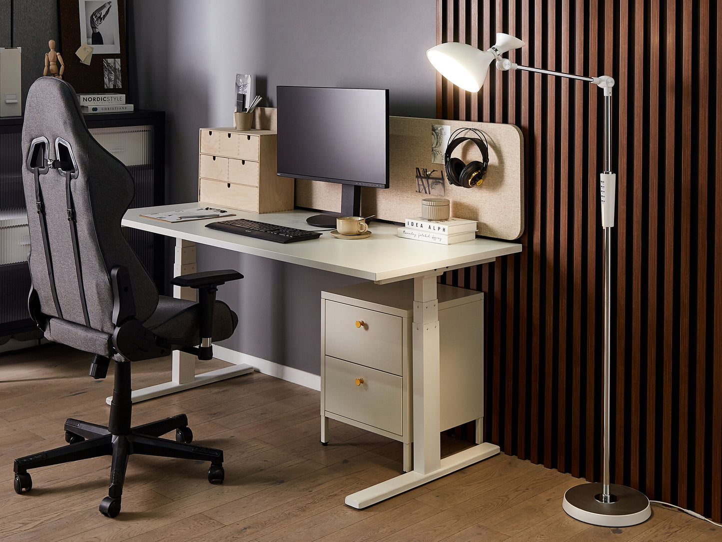 LED Stehlampe ANDROMEDA mit Dimmer Metall Weiss