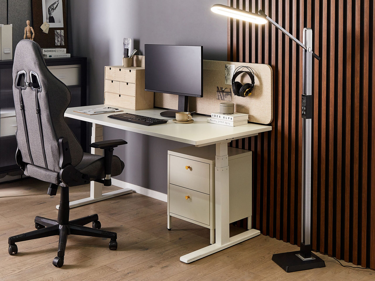 LED Stehlampe AQUARIUS mit Dimmer Metall Dunkelgrau