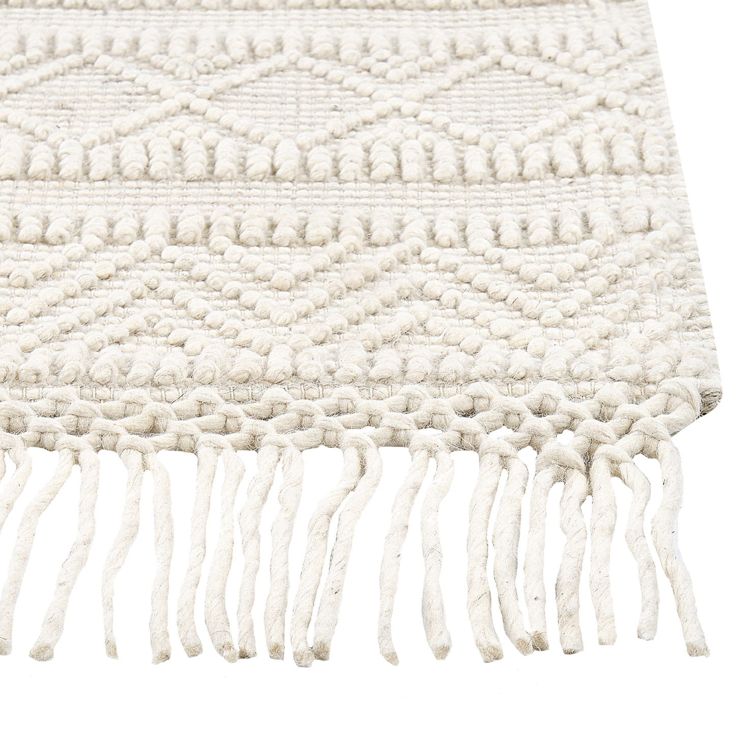 Teppich Wolle beige 160 x 230 cm geometrisches Muster PERTEK