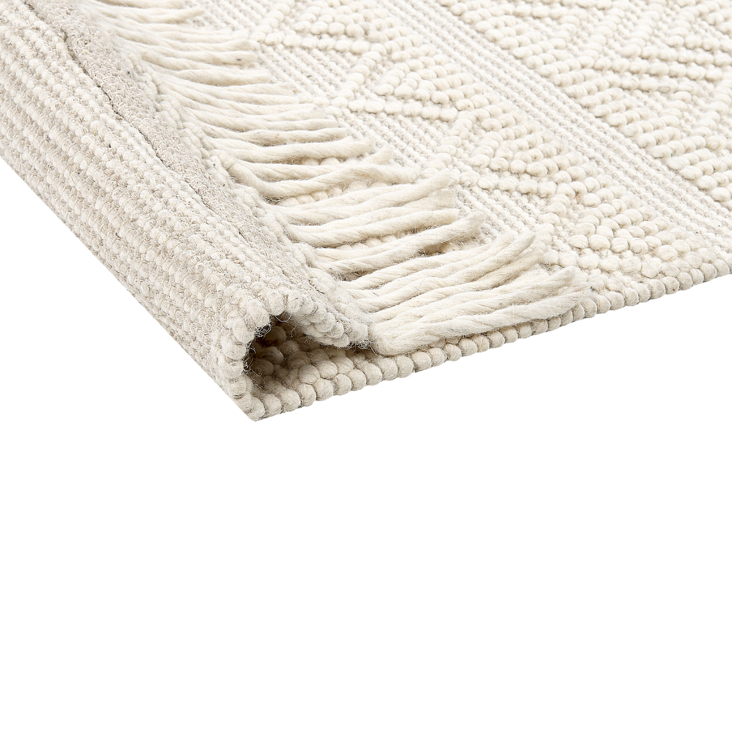 Teppich Wolle beige 160 x 230 cm geometrisches Muster PERTEK