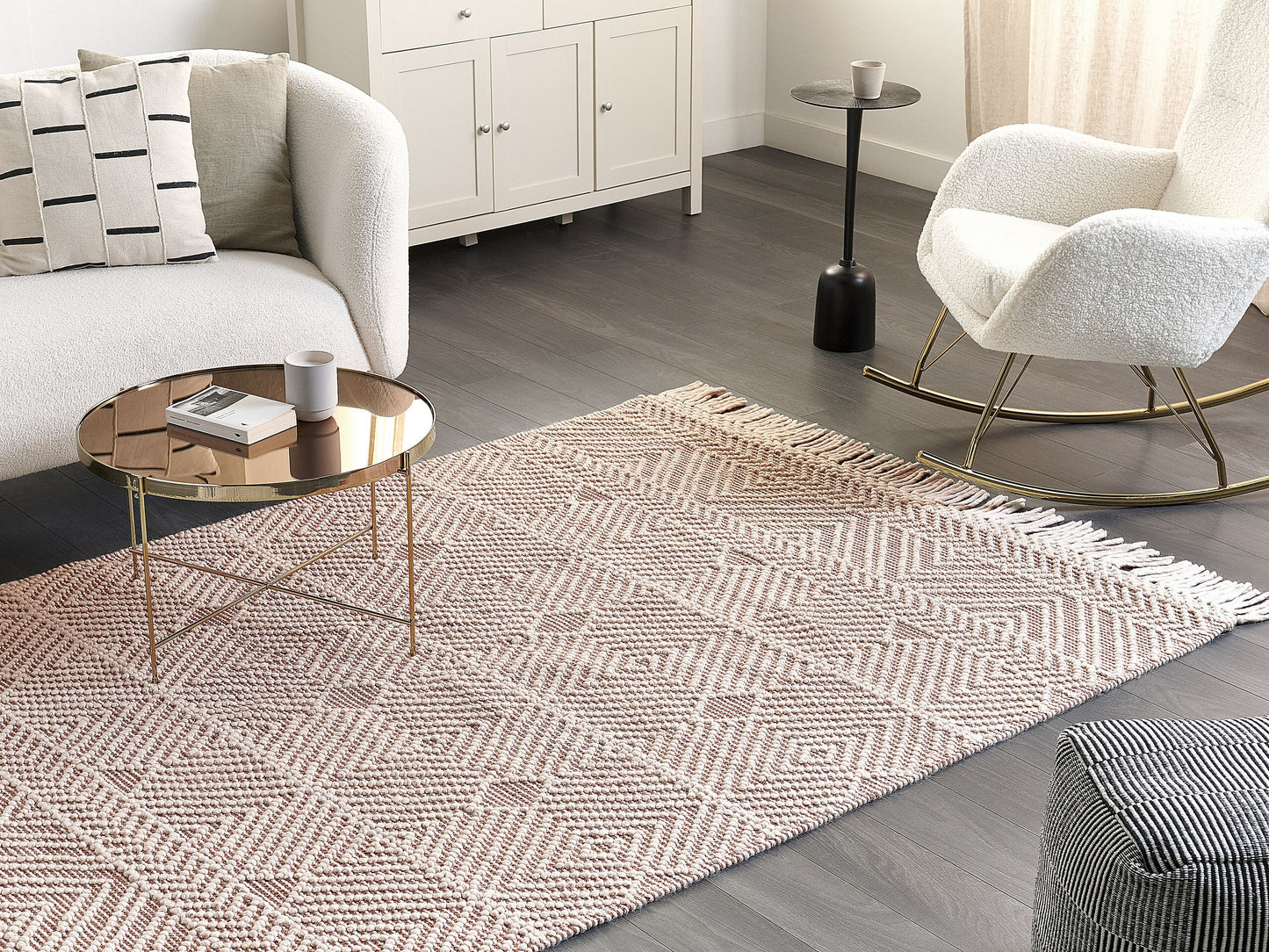 Teppich Wolle beige / braun 160 x 230 cm geometrisches Muster KESTEL